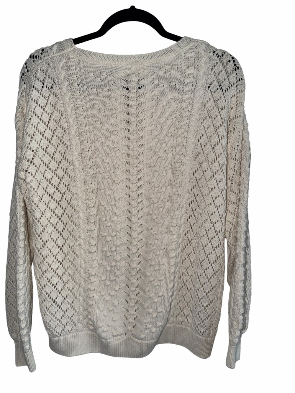 Fat Face Cream Openwork Crewneck Sweater Size 8 - Picture 7 of 12